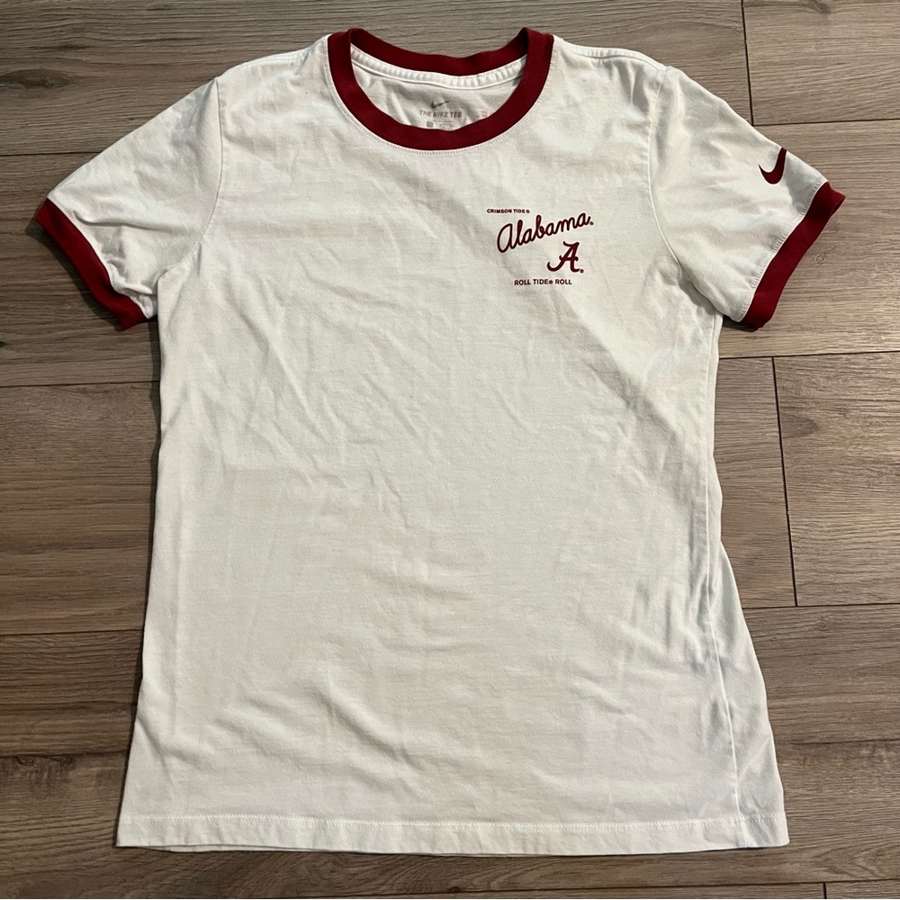 Nike Alabama Dri-Fit White Tee with Red Trim